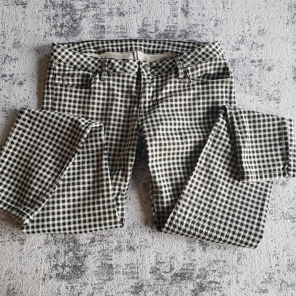 Iconic Y2k Guess Jeans Black White Gingham Check Stretchy Low Rise Jeans - Picture 3 of 16